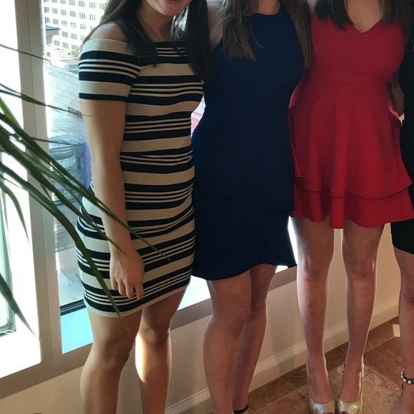 Topshop Stripe Bardot Bodycon Dress - Picture 2 of 5